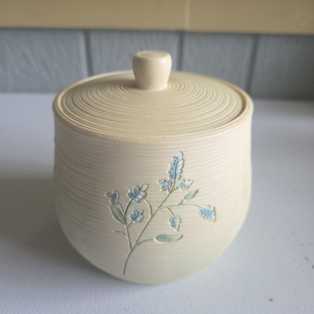 Shabby Chic Floral Embossed Bathroom Canister Lid Cotton Jar Floral Handpainted